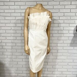 BHLDN | Dresses | Bhldn Strapless Magic Fabric Basquewaist Midi Dress In  White Dahlia Nwt | Poshmark